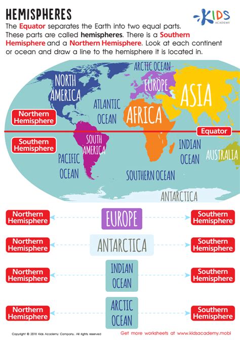 Hemispheres Worksheet: Free Printout for Children