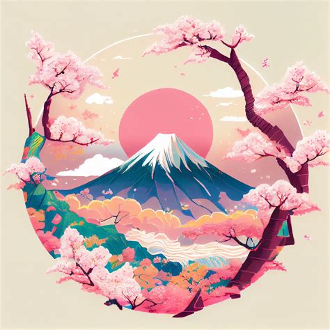 Cherry Blossoms & Mount Fuji Art • PromptDen