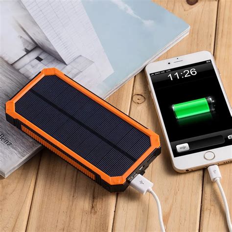 PowerGreen 15000mAh Solar Power Bank External Battery Charger Pack Outdoor Backup Charger Solar ...