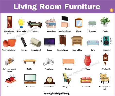 Living Room Furniture: Useful List of 60 Objects in The Living Room ...