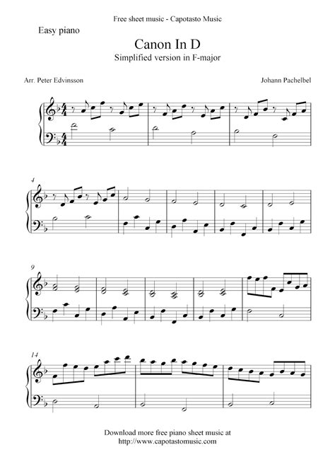 Canon In D Piano Sheet Music Free Printable - Free Printable