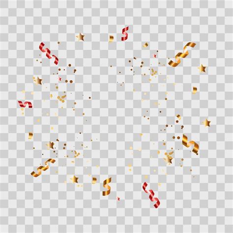 Confetti and ribbon on transparent background. Vector Illustration ...