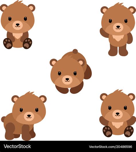 Set of cute cartoon bears in modern simple flat Vector Image