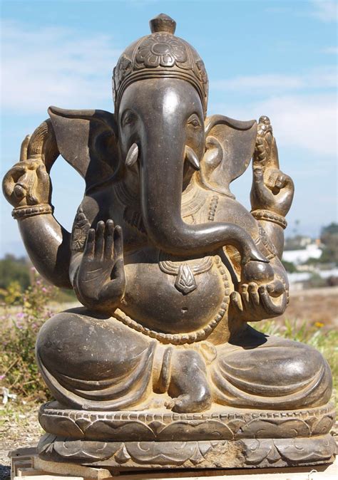 SOLD Stone Garden Ganesha Statue 34" (#77ls10): Hindu Gods & Buddha Statues