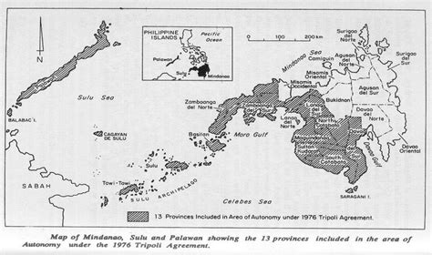 Map of Mindanao, Sulu and Palawan showing the 13 provinces included in ...