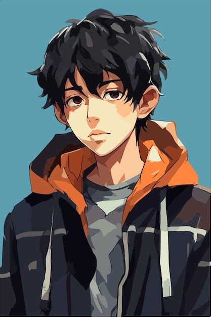 Premium Vector | A painting of a boy anime style vector illustration ...