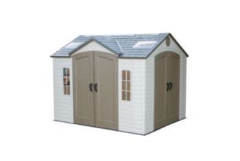 LIFETIME 60005 Outdoor Storage Windows, Skylights and Shelving, 10 x 8 Feet Shed, Putty/Brown ...