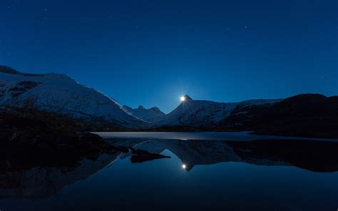 Mountain Moon Reflection In Water, HD Nature, 4k Wallpapers, Images, Backgrounds, Photos and ...