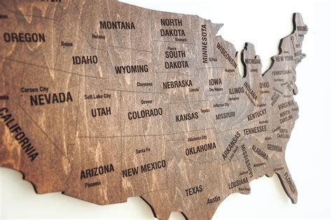 US Map Wood Map of United States Wooden Map of USA Large Wall | Etsy