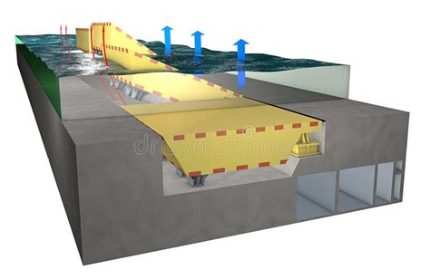 Mose Infrastructure Barrier Dam Venice Lagoon Stock Illustration - Illustration of barrier ...