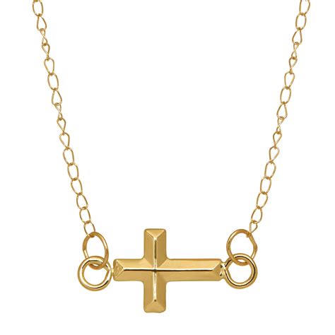 Eternity Gold Girl's Horizontal Cross Necklace in 14K Gold 27657945027 ...