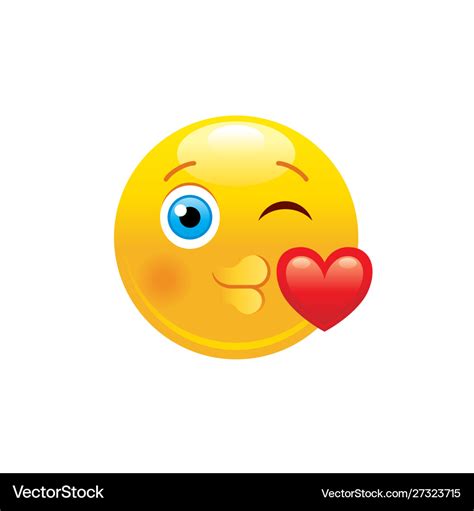 Kissing heart emoji icon 3d face smile for love Vector Image