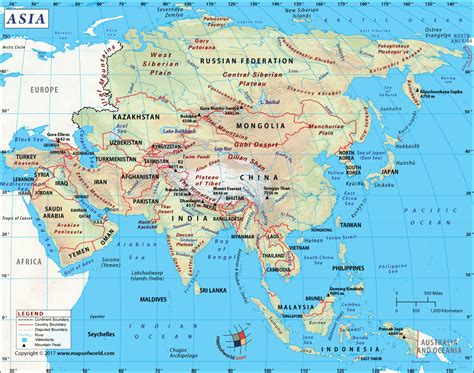 Physical Map Of Asia With Rivers Mountains And Deserts - Coriss Cherilynn