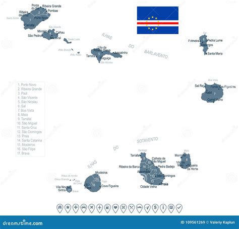 Cape Verde - Map and Flag Detailed Vector Illustration Stock Illustration - Illustration of blue ...