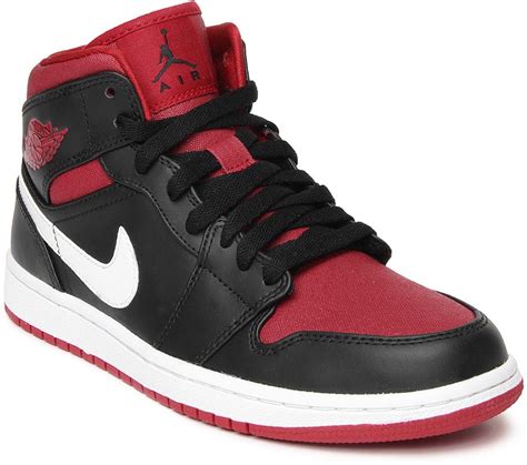 Nike Air Jordan 1 Mid Basketball Shoes For Men - Buy BLACK/GYM RED ...