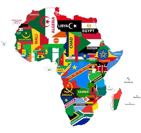 Vector Political Map of Africa with All Country Flags Stock Vector - Illustration of arranged ...