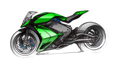 Daily Sketch : Kawasaki Sportbike / by Jean-Thomas MAYER / ISD | Motos de concepto, Motos ...