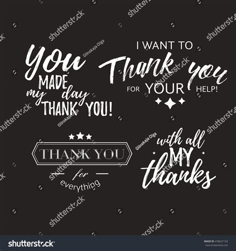 Set Of Badges With Thank You Graphics And Design Elements Vector Labels And Logo For Gratitude ...