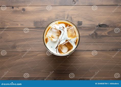 Cold Brew Coffee with Cream Swirls, Top View Stock Photo - Image of barista, view: 304808784