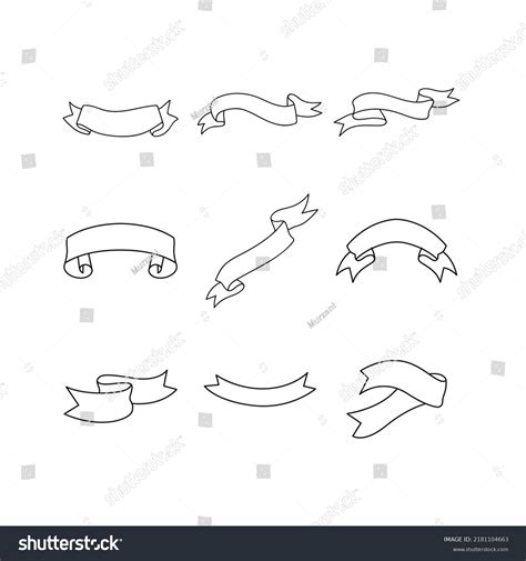 Vector Line Art Banner Ribbon Set Stock Vector (Royalty Free) 2181104663 | Shutterstock