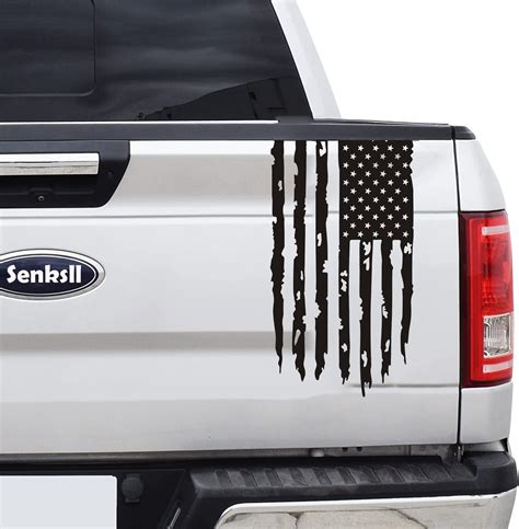 Buy Senksll Distressed American USA US Flag Truck Tailgate Vinyl Decal Compatible with Most ...