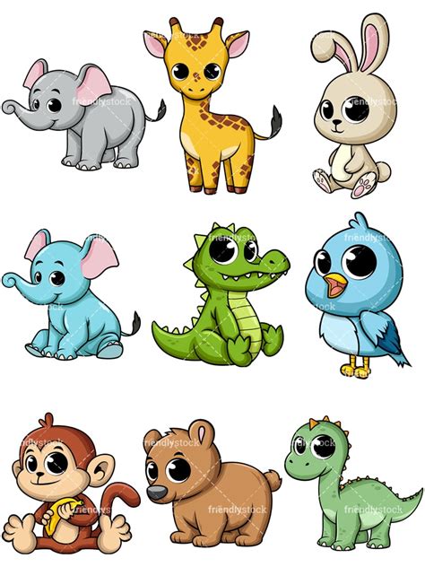 Cartoon Baby Animals Vectors - FriendlyStock