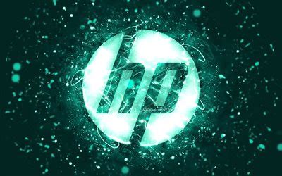 Download wallpapers HP turquoise logo, 4k, turquoise neon lights, creative, Hewlett-Packard logo ...