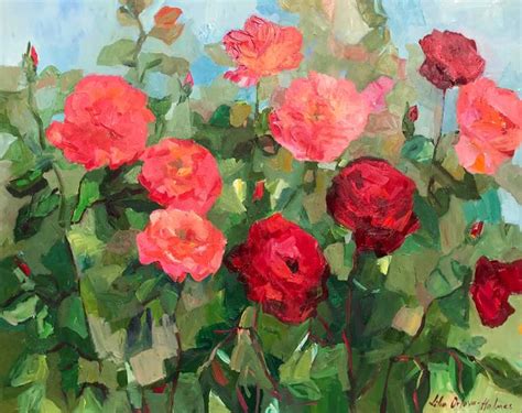 Rose garden Painting by Lilia Orlova-Holmes | Saatchi Art