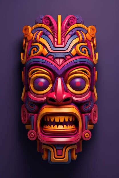 Premium Photo | Colourful tiki mask on purple background created using ...