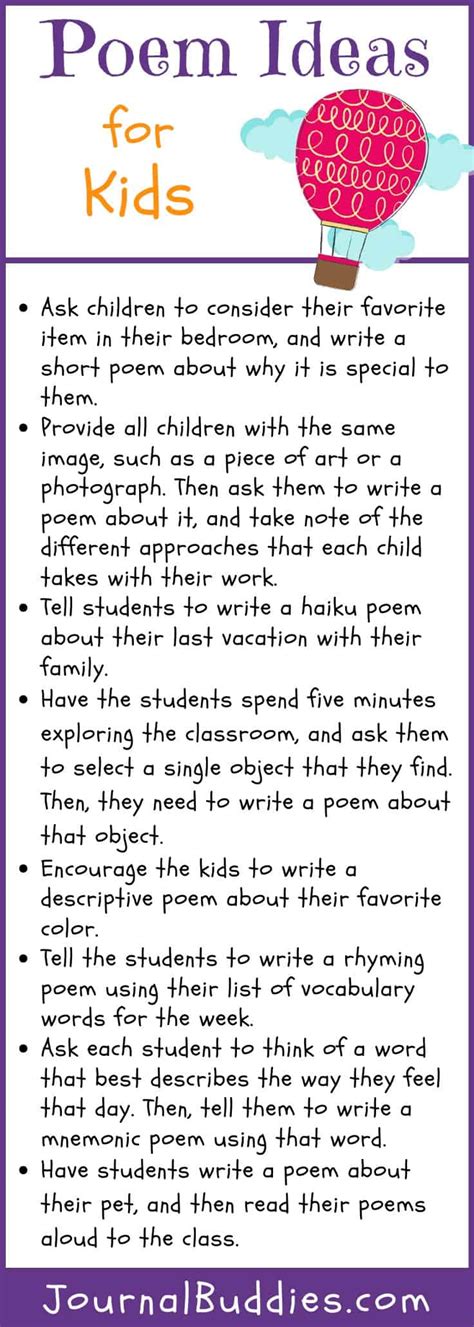 Kids Poetry Writing Prompts