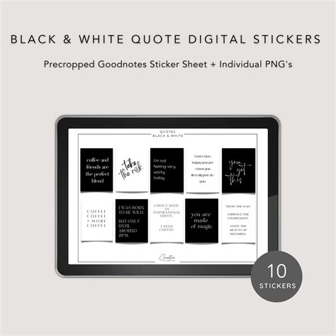 Black White Fun Inspirational Quote Digital Stickers — Creative Sticker Co Planner Stickers ...