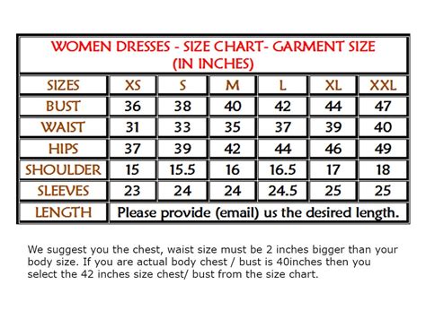 Measurement Chart For Women