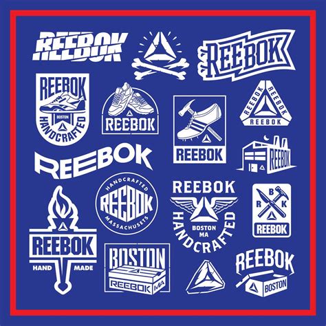 various logos and stickers on a blue background