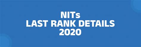 NITs LAST RANK DETAILS 2020 - Brilliantpala