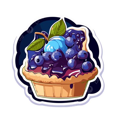 Blueberry Pie Sticker Illustration For Apps Clipart Vector, Blueberry ...