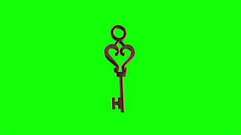 Green screen video golden key. Animation of a golden key on a green chroma key background. - YouTube