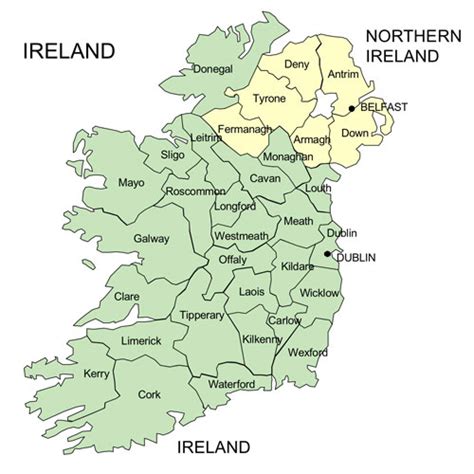 County Map Of Ireland And Northern Ireland - Nat Laurie