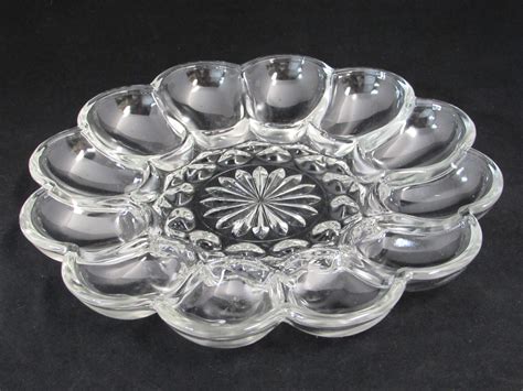 Anchor Hocking Fairfield Egg Plate Clear Glass Deviled Egg Tray | Glass, Vintage glassware ...