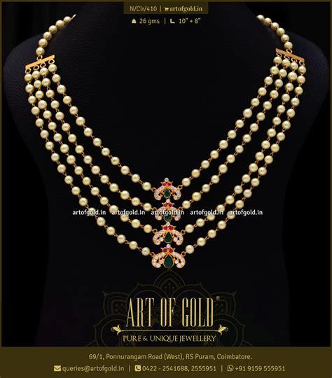 Pearl Gold Necklace - Indian design | Art of Gold Jewellery, Coimbatore