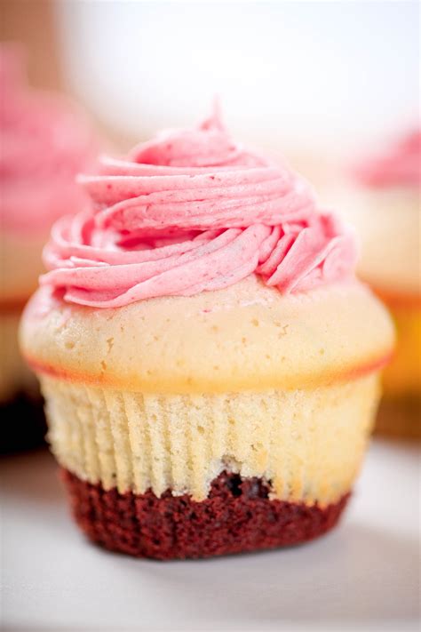 Neapolitan Cupcakes with Strawberry Buttercream Frosting