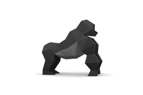 DIY Papercraft Gorilla Sculpture,papercraft Monkey,low Poly Paper Craft,3d Papercraft,ape Statue ...