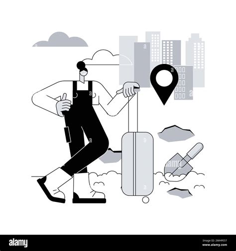 Rural migration abstract concept vector illustration. Rural-urban migration flows, people ...