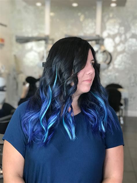 Sapphire blue hair with aqua blue peekaboos | Cool hairstyles, Hair styles, Hair colorist