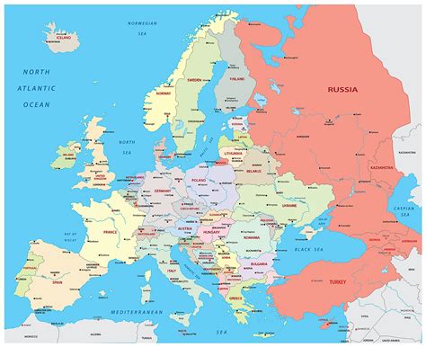 Europe Political Map With Cities