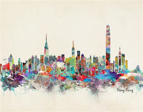 Hong Kong Skyline Painting by Bri Buckley - Pixels