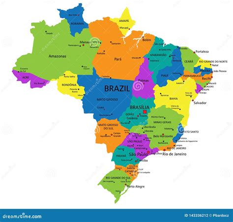 Colorful Brazil Political Map with Clearly Labeled, Separated Layers. Stock Vector ...