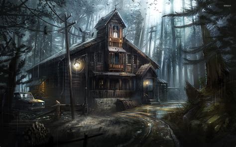 Creepy wooden house in the forest wallpaper - Digital Art wallpapers - #46982