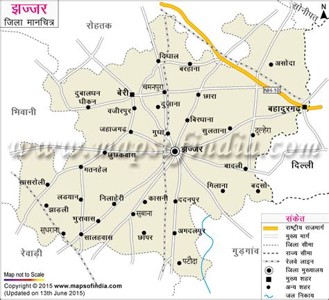 झज्जर जिला नक्शा (मानचित्र)