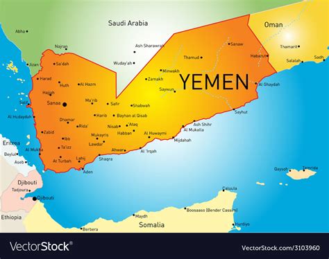 Yemen map Royalty Free Vector Image - VectorStock