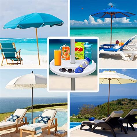 Amazon.com : AMMSUN 13" Beach Umbrella Table Tray for Beach, Patio, Garden, Swimming Pool with ...